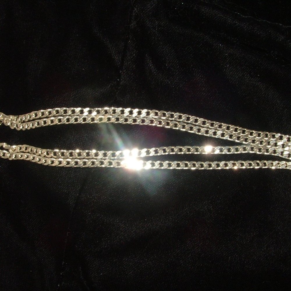 Sterling Silver Curb Link Chain Necklace 30” in Italy Solid